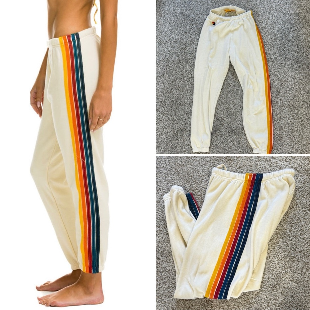 Aviator Nation Vintage White 5 Stripe sweatpants